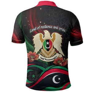 Libya Revolution Day Polo Shirt Flying Eagle Libyan Coat Of Arms Map - Land Of Resilience And Pride