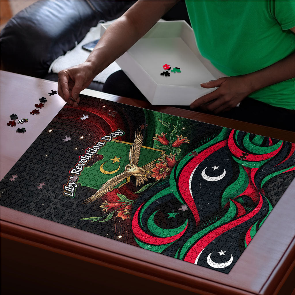 Libya Revolution Day Puzzle Flying Eagle Libyan Coat Of Arms Map - Land Of Resilience And Pride