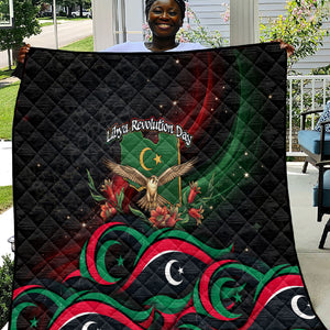 Libya Revolution Day Quilt Flying Eagle Libyan Coat Of Arms Map - Land Of Resilience And Pride