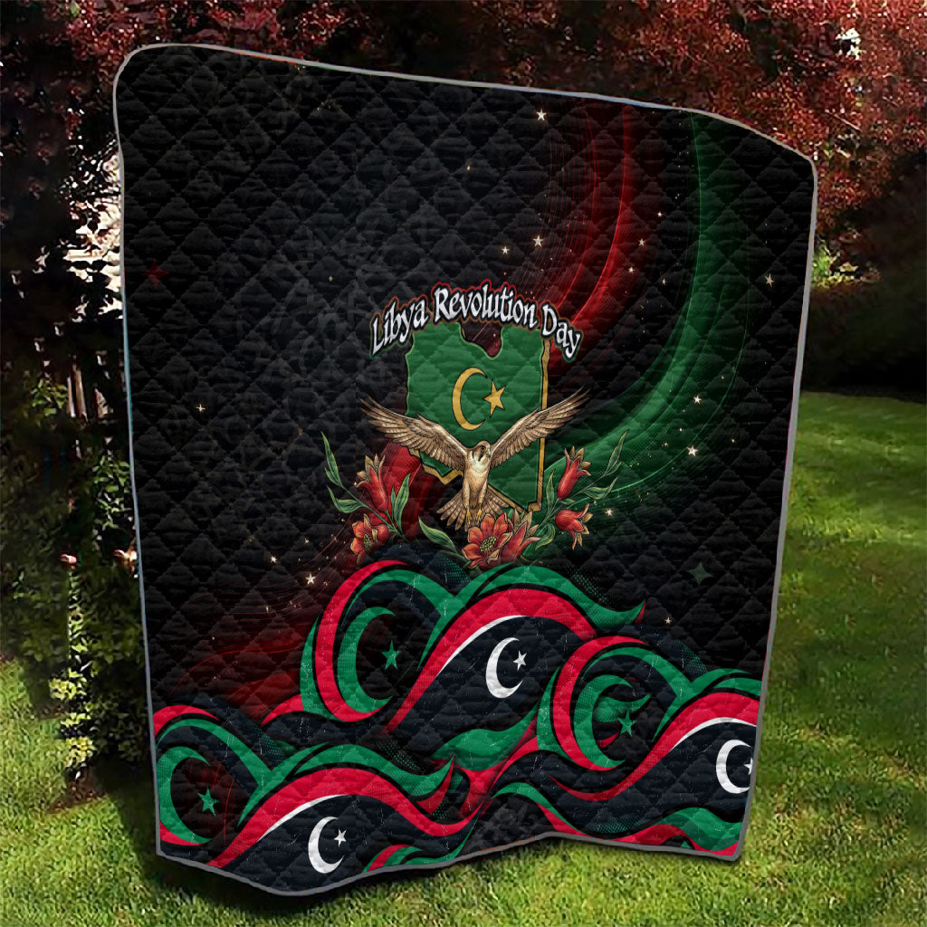 Libya Revolution Day Quilt Flying Eagle Libyan Coat Of Arms Map - Land Of Resilience And Pride