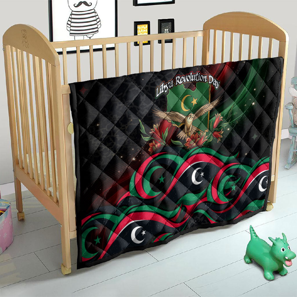 Libya Revolution Day Quilt Flying Eagle Libyan Coat Of Arms Map - Land Of Resilience And Pride