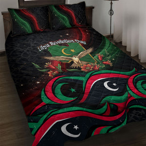 Libya Revolution Day Quilt Bed Set Flying Eagle Libyan Coat Of Arms Map - Land Of Resilience And Pride