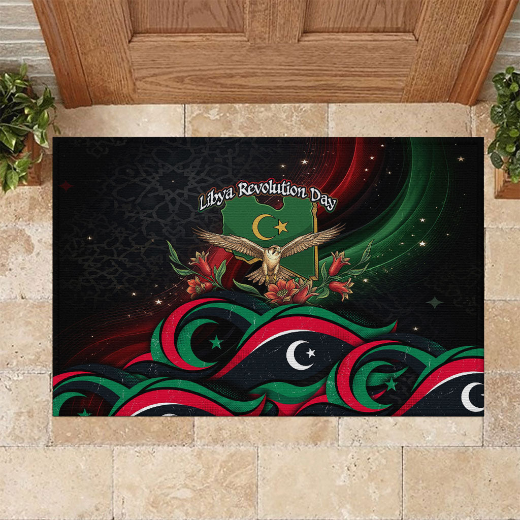Libya Revolution Day Rubber Doormat Flying Eagle Libyan Coat Of Arms Map - Land Of Resilience And Pride