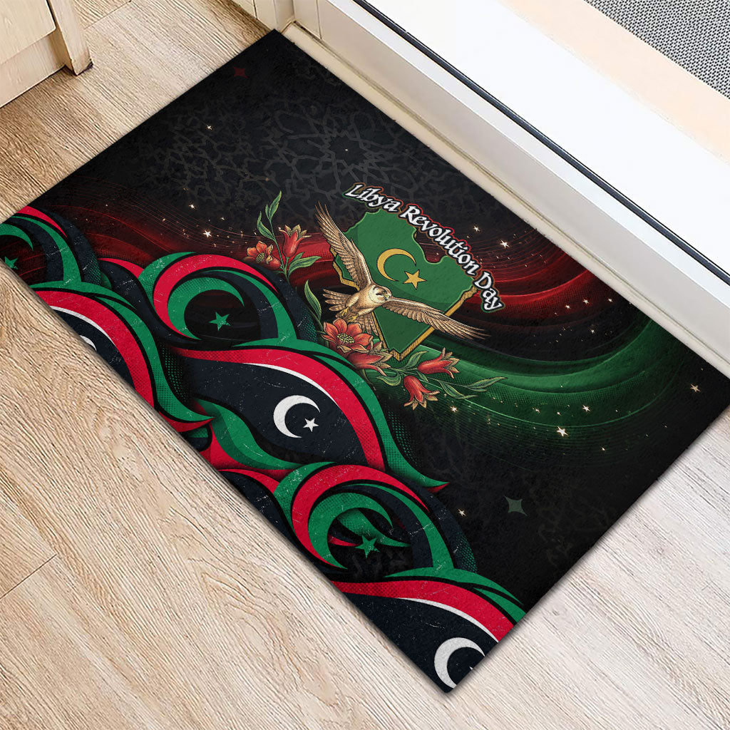 Libya Revolution Day Rubber Doormat Flying Eagle Libyan Coat Of Arms Map - Land Of Resilience And Pride