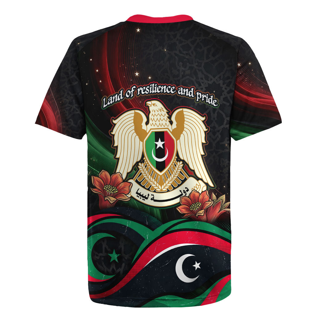 Libya Revolution Day Rugby Jersey Flying Eagle Libyan Coat Of Arms Map - Land Of Resilience And Pride