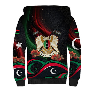 Libya Revolution Day Sherpa Hoodie Flying Eagle Libyan Coat Of Arms Map - Land Of Resilience And Pride