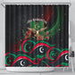 Libya Revolution Day Shower Curtain Flying Eagle Libyan Coat Of Arms Map - Land Of Resilience And Pride