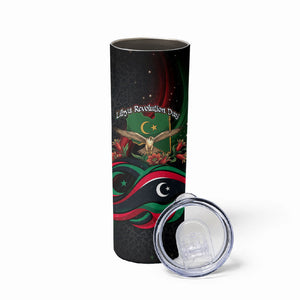 Libya Revolution Day Skinny Tumbler Flying Eagle Libyan Coat Of Arms Map - Land Of Resilience And Pride