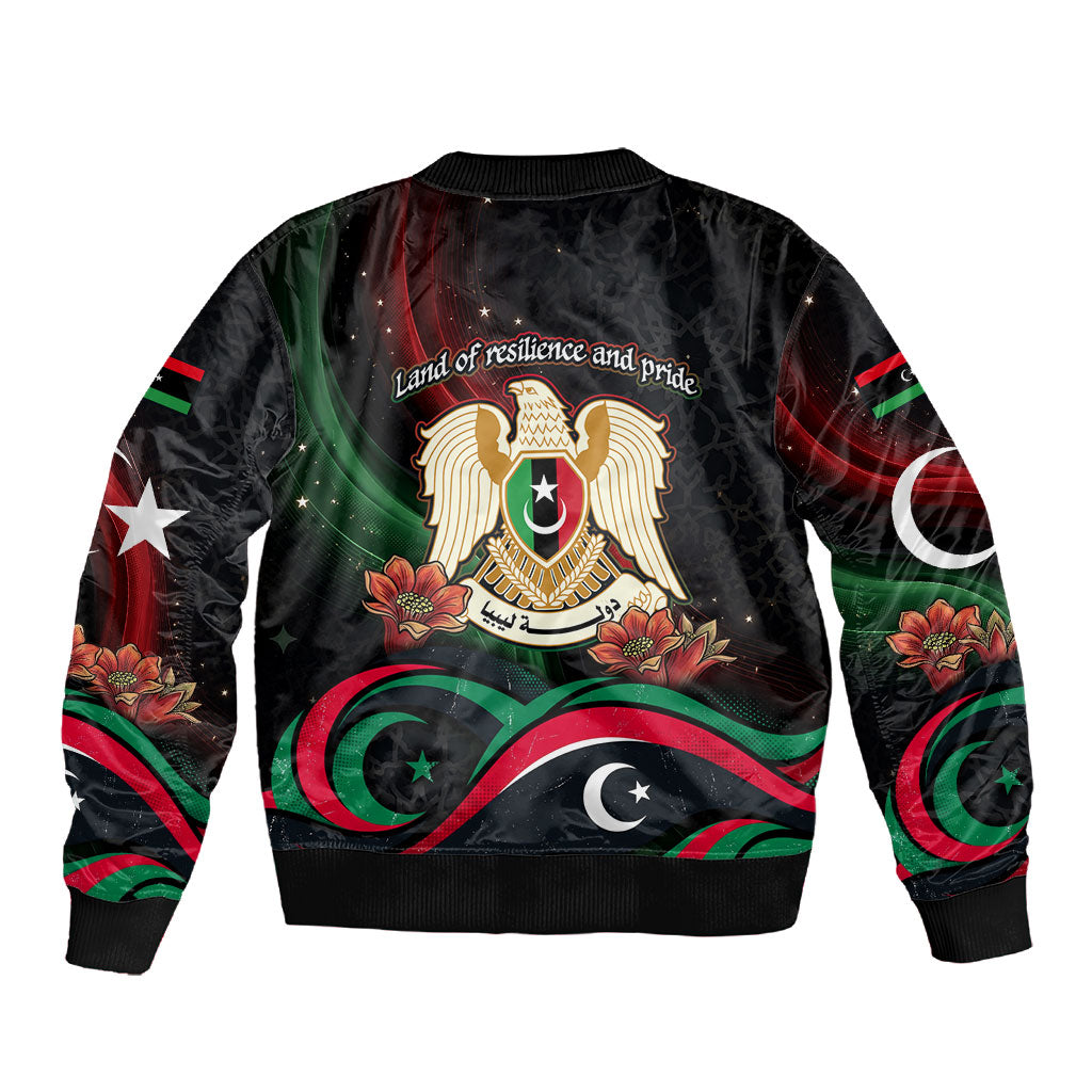 Libya Revolution Day Sleeve Zip Bomber Jacket Flying Eagle Libyan Coat Of Arms Map - Land Of Resilience And Pride
