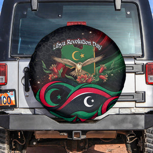 Libya Revolution Day Spare Tire Cover Flying Eagle Libyan Coat Of Arms Map - Land Of Resilience And Pride
