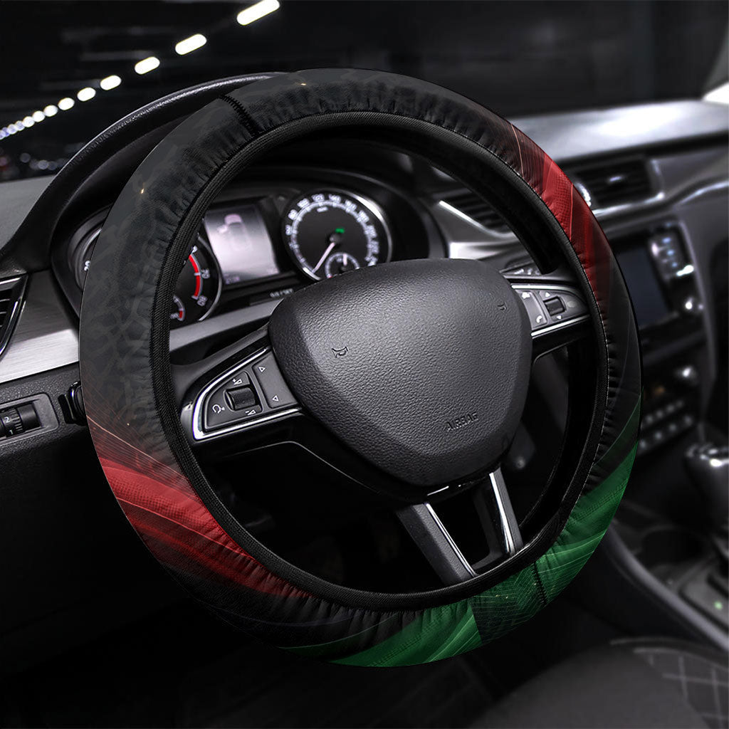 Libya Revolution Day Steering Wheel Cover Flying Eagle Libyan Coat Of Arms Map - Land Of Resilience And Pride