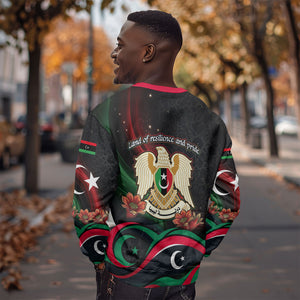 Libya Revolution Day Sweatshirt Flying Eagle Libyan Coat Of Arms Map - Land Of Resilience And Pride