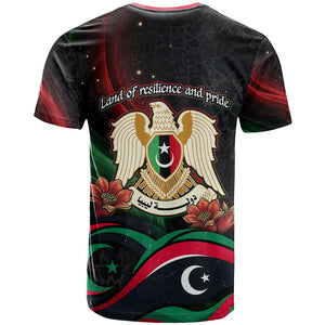 Libya Revolution Day T shirt Flying Eagle Libyan Coat Of Arms Map - Land Of Resilience And Pride