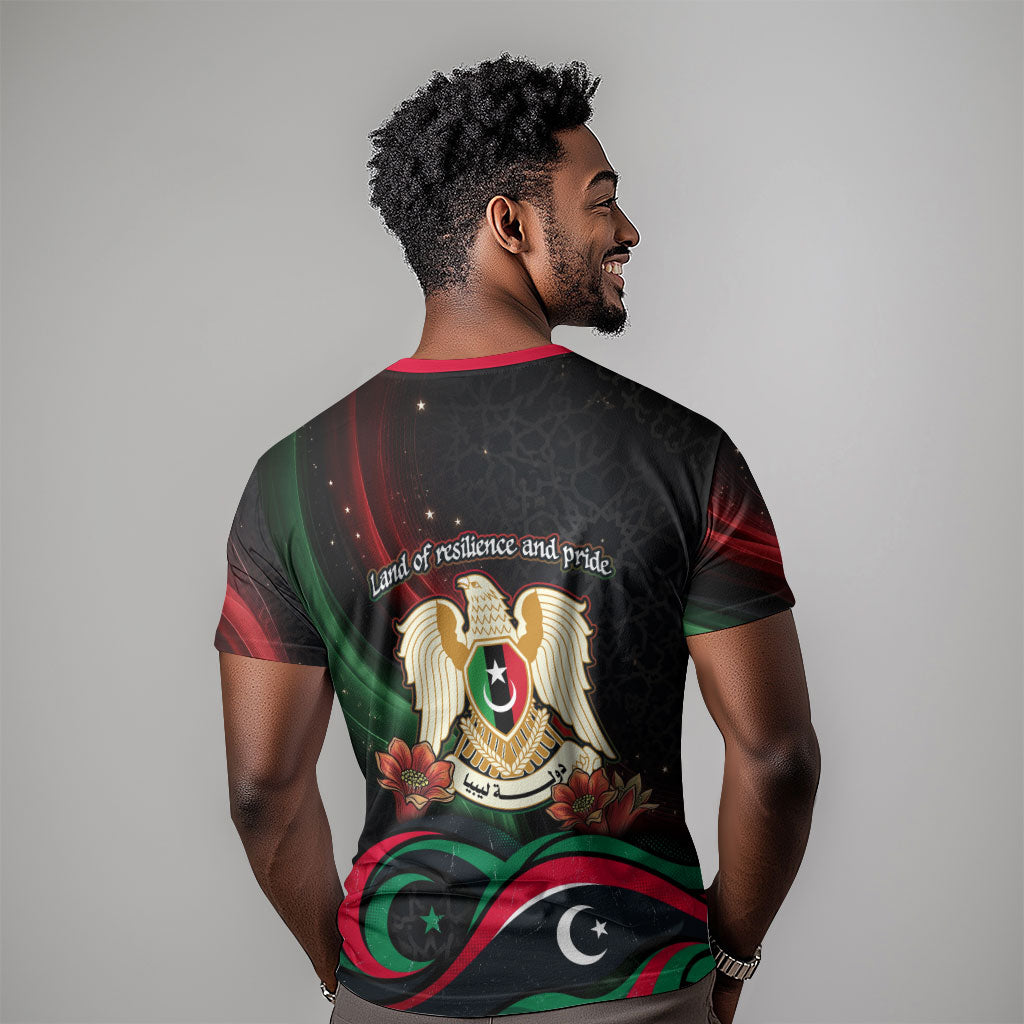 Libya Revolution Day T shirt Flying Eagle Libyan Coat Of Arms Map - Land Of Resilience And Pride