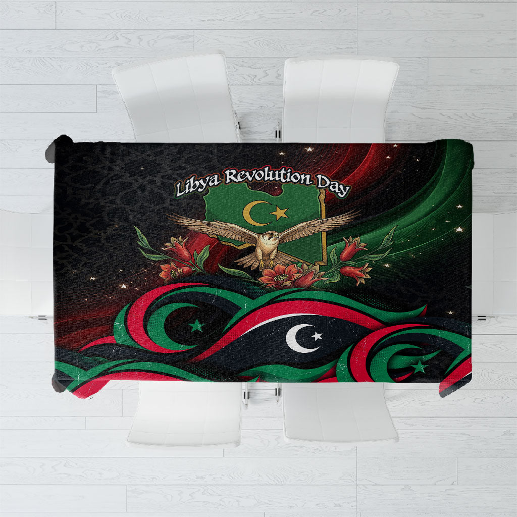Libya Revolution Day Tablecloth Flying Eagle Libyan Coat Of Arms Map - Land Of Resilience And Pride