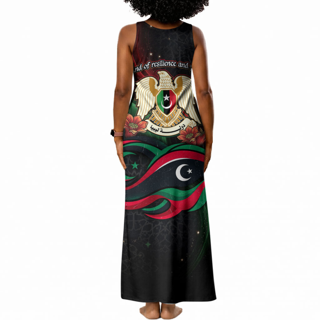 Libya Revolution Day Tank Maxi Dress Flying Eagle Libyan Coat Of Arms Map - Land Of Resilience And Pride