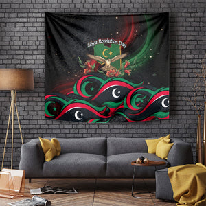 Libya Revolution Day Tapestry Flying Eagle Libyan Coat Of Arms Map - Land Of Resilience And Pride