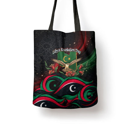 Libya Revolution Day Tote Bag Flying Eagle Libyan Coat Of Arms Map - Land Of Resilience And Pride