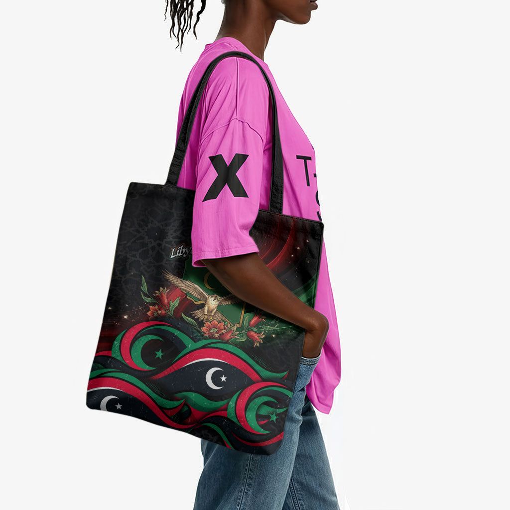Libya Revolution Day Tote Bag Flying Eagle Libyan Coat Of Arms Map - Land Of Resilience And Pride