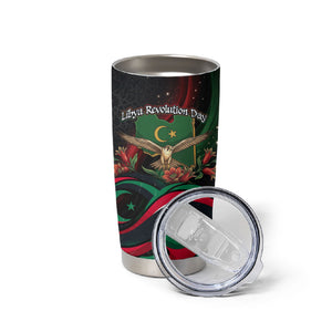 Libya Revolution Day Tumbler Cup Flying Eagle Libyan Coat Of Arms Map - Land Of Resilience And Pride