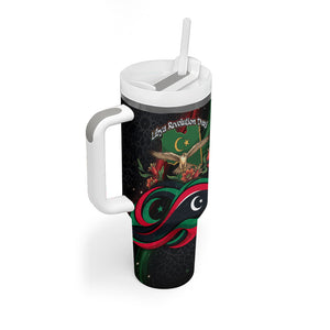 Libya Revolution Day Tumbler With Handle Flying Eagle Libyan Coat Of Arms Map - Land Of Resilience And Pride