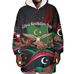 Libya Revolution Day Wearable Blanket Hoodie Flying Eagle Libyan Coat Of Arms Map - Land Of Resilience And Pride