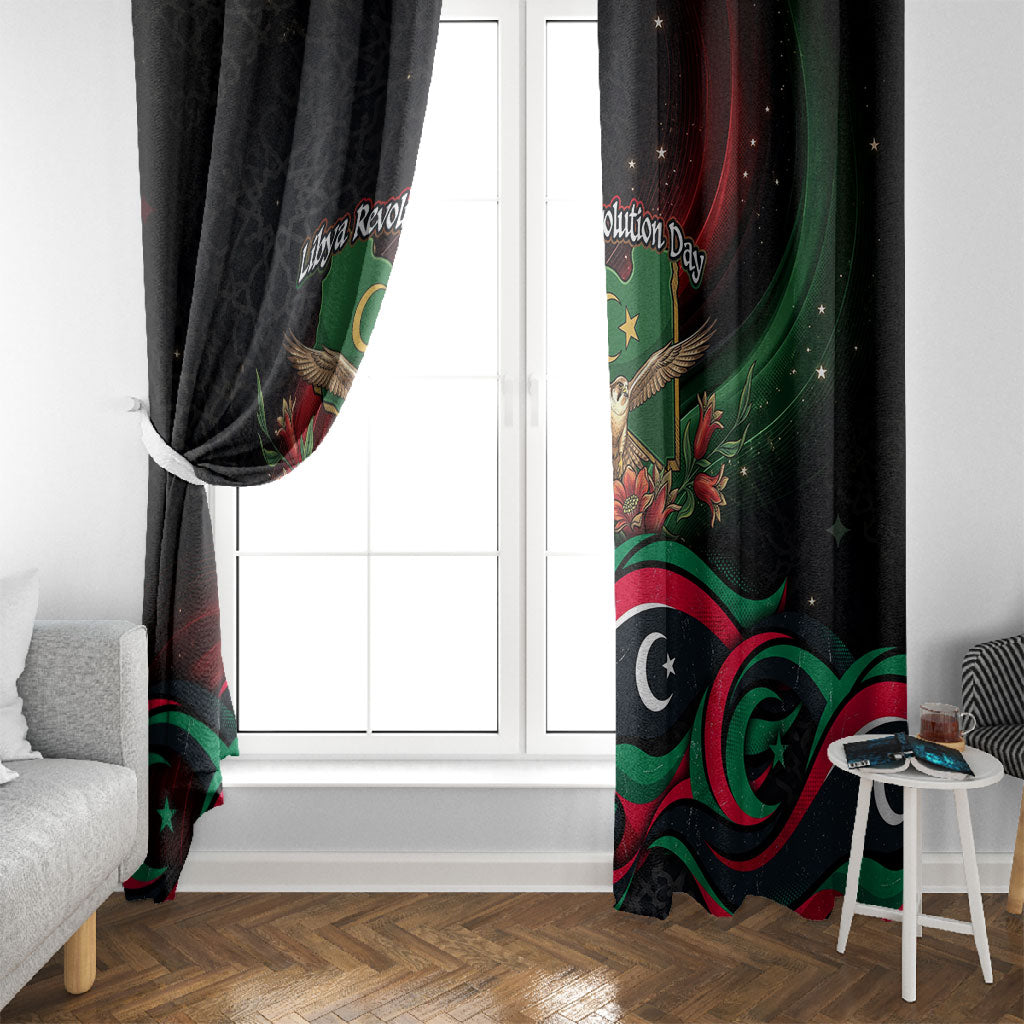 Libya Revolution Day Window Curtain Flying Eagle Libyan Coat Of Arms Map - Land Of Resilience And Pride