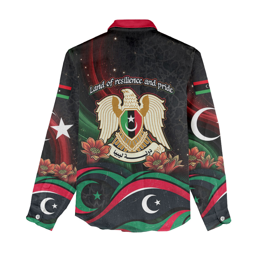 Libya Revolution Day Women Casual Shirt Flying Eagle Libyan Coat Of Arms Map - Land Of Resilience And Pride