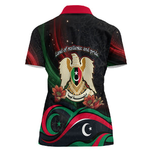 Libya Revolution Day Women Polo Shirt Flying Eagle Libyan Coat Of Arms Map - Land Of Resilience And Pride
