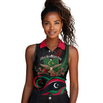 Libya Revolution Day Women Sleeveless Polo Shirt Flying Eagle Libyan Coat Of Arms Map - Land Of Resilience And Pride