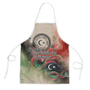 Libya Revolution Day Apron Libyan National Pride Watercolor Flag Waves Floral