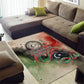 Libya Revolution Day Area Rug Libyan National Pride Watercolor Flag Waves Floral