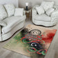 Libya Revolution Day Area Rug Libyan National Pride Watercolor Flag Waves Floral