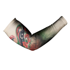 Libya Revolution Day Arm Sleeves Libyan National Pride Watercolor Flag Waves Floral