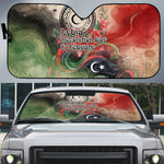 Libya Revolution Day Auto Sun Shade Libyan National Pride Watercolor Flag Waves Floral
