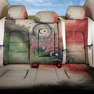 Libya Revolution Day Back Car Seat Cover Libyan National Pride Watercolor Flag Waves Floral
