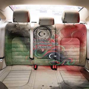 Libya Revolution Day Back Car Seat Cover Libyan National Pride Watercolor Flag Waves Floral