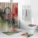 Libya Revolution Day Bathroom Set Libyan National Pride Watercolor Flag Waves Floral