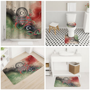 Libya Revolution Day Bathroom Set Libyan National Pride Watercolor Flag Waves Floral