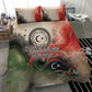 Libya Revolution Day Bedding Set Libyan National Pride Watercolor Flag Waves Floral