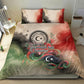 Libya Revolution Day Bedding Set Libyan National Pride Watercolor Flag Waves Floral