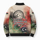 Libya Revolution Day Bomber Puffer Jacket Libyan National Pride Watercolor Flag Waves Floral