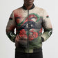 Libya Revolution Day Bomber Puffer Jacket Libyan National Pride Watercolor Flag Waves Floral