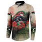 Libya Revolution Day Button Sweatshirt Libyan National Pride Watercolor Flag Waves Floral