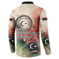 Libya Revolution Day Button Sweatshirt Libyan National Pride Watercolor Flag Waves Floral