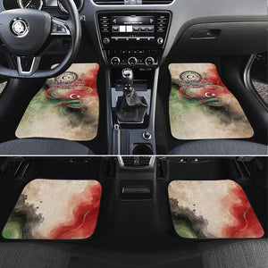 Libya Revolution Day Car Mats Libyan National Pride Watercolor Flag Waves Floral