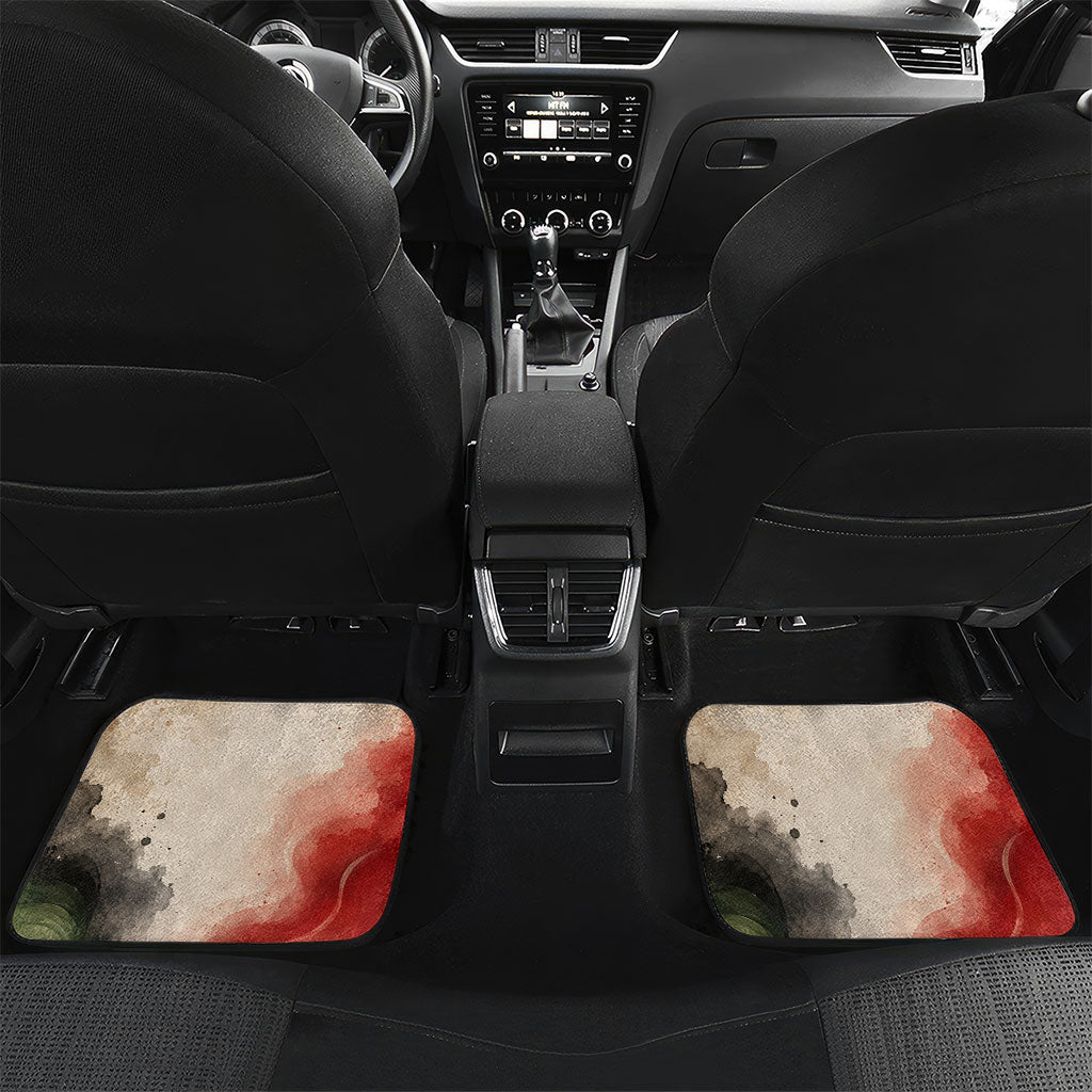 Libya Revolution Day Car Mats Libyan National Pride Watercolor Flag Waves Floral
