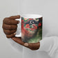 Libya Revolution Day Ceramic Mug Libyan National Pride Watercolor Flag Waves Floral
