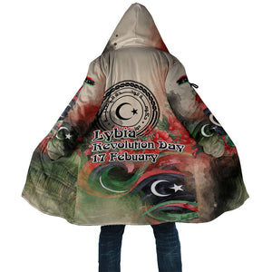 Libya Revolution Day Cloak Libyan National Pride Watercolor Flag Waves Floral