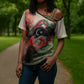Libya Revolution Day Cross Shoulder Shirt Libyan National Pride Watercolor Flag Waves Floral